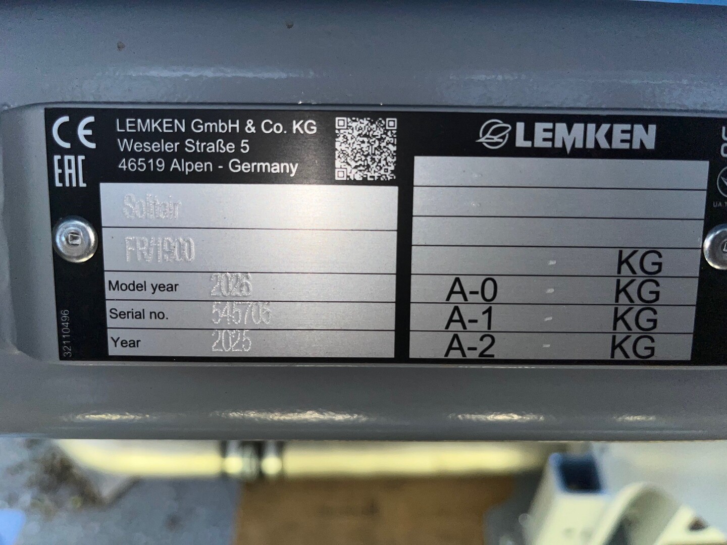 775599 Lemken Solitair FR 1900 Fronttank (SOM) #775599 - Kraakman